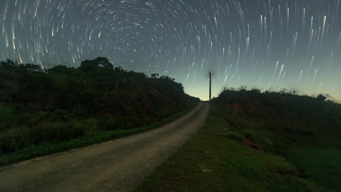 台山白石风车山星轨延时视频