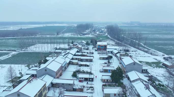 江汉平原雪景航拍
