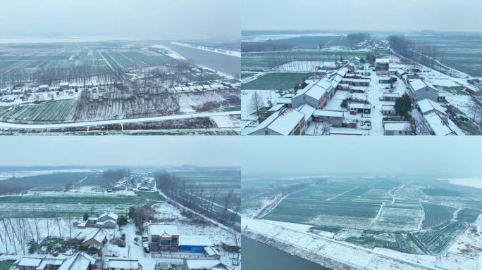 江汉平原雪景航拍