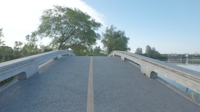 北湖公园 公园 蓝天 湖面 小桥