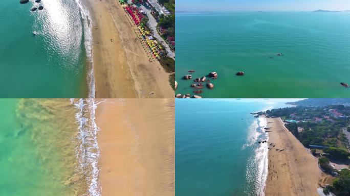 东海大海海边海水海浪沙滩海滩航拍风景唯美