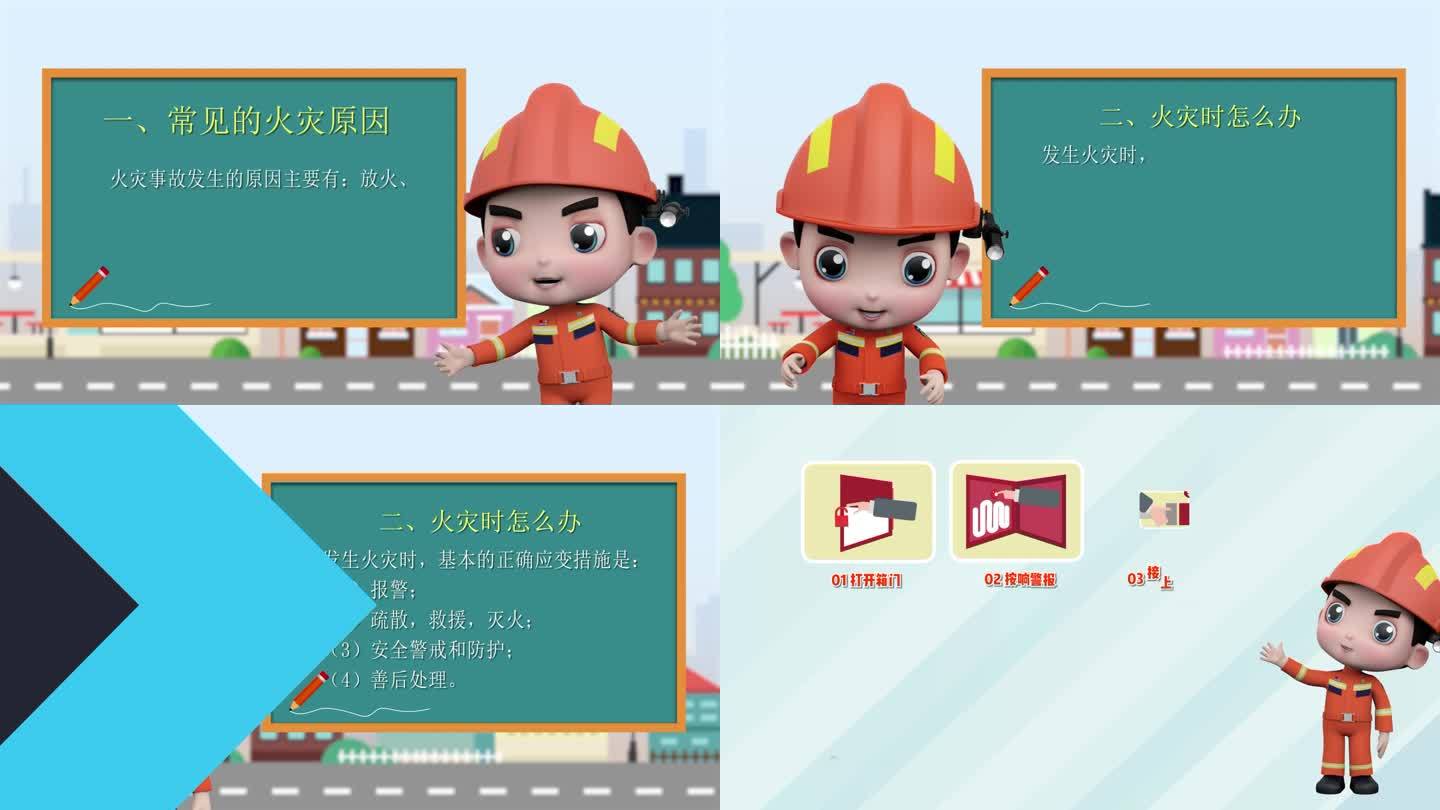 卡通消防员 消防知识讲解