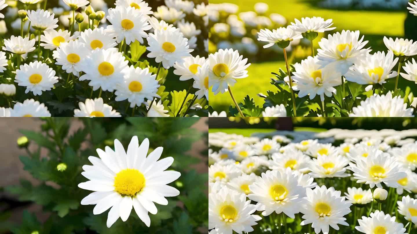 春天盛开白色菊花