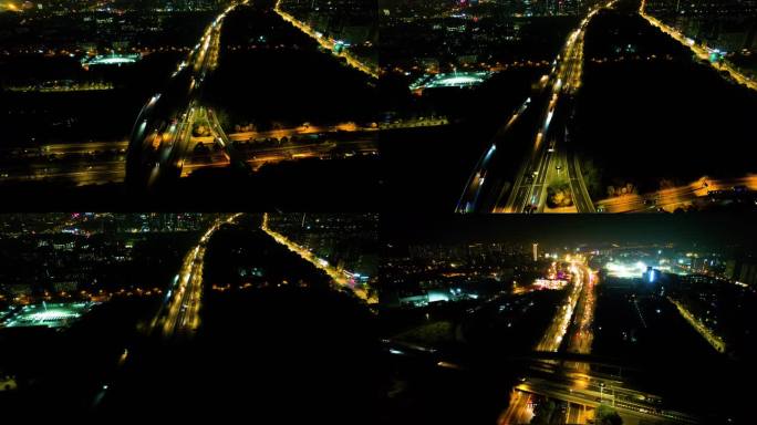 杭州下沙立交桥绕城高速夜景视频素材9