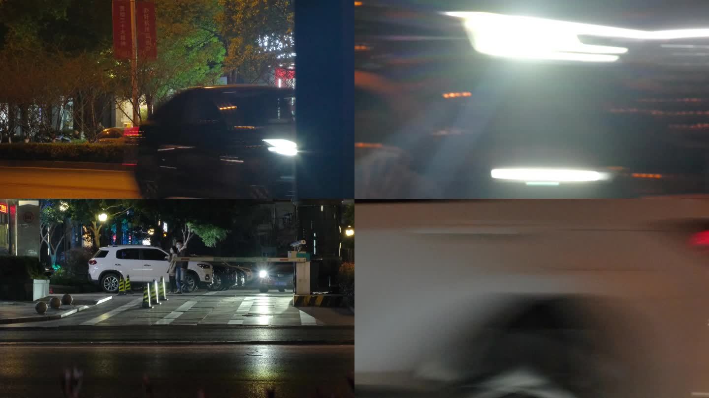 夜晚城市街头汽车车流人流夜景视频素材4