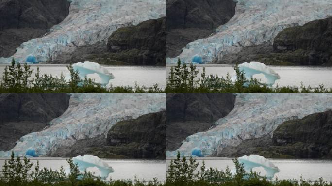 门登霍尔冰川，阿拉斯加门登霍尔湖上漂浮的冰