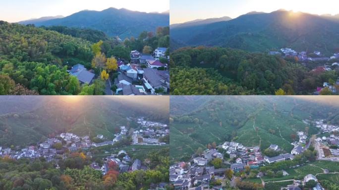 夕阳西下大山森林唯美航拍风景大自然风光杭