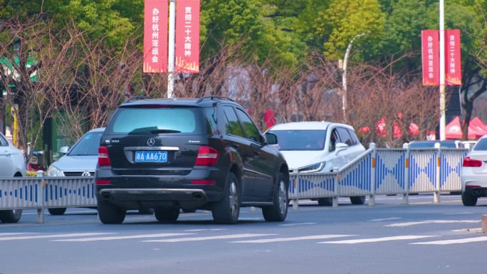 城市马路斑马线人行道行人人流街景视频素材