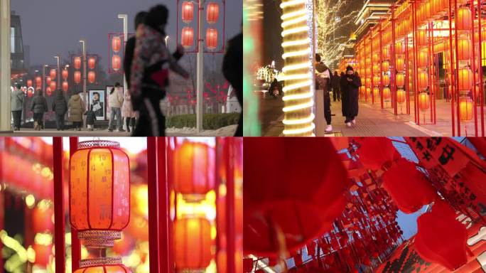 龙年 元宵节 正月十五 城市街道的红灯笼