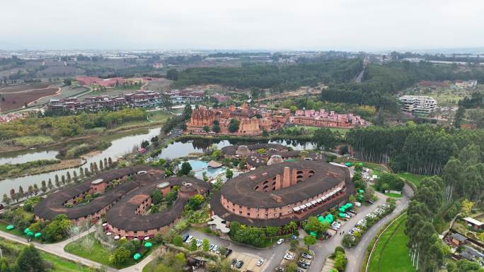 4K云南红河州弥勒市风韵艺术小镇风景区2