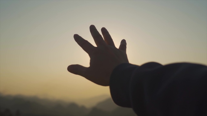 未来可期向往自由唯美空镜触摸阳光夕阳意境