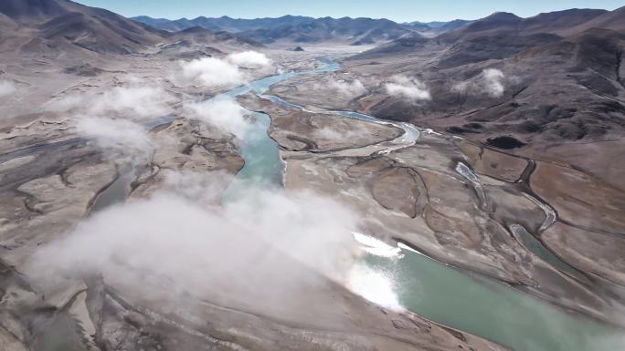4k西藏阿里低空云空镜云雾河流航拍