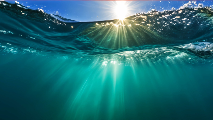 海底海洋水底大海水下阳光丁达尔效应