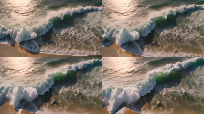 大海 海浪翻滚 沙滩