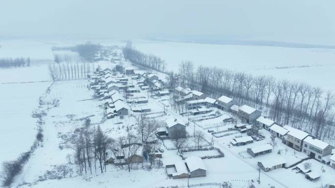 农村民房雪景