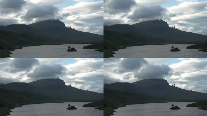 时间流逝:云彩在法达湖上标志性的苏格兰山脉周围翻滚