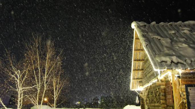 雪中小木屋 唯美雪景空镜