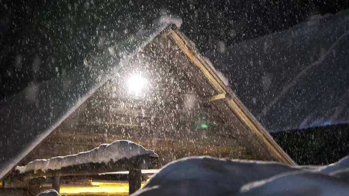 雪中小木屋 唯美雪景空镜