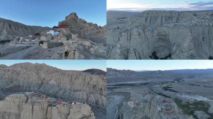 西藏阿里地区札达县古格王朝航拍实景