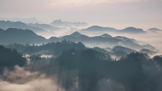 4K  连绵起伏的中国水墨江山