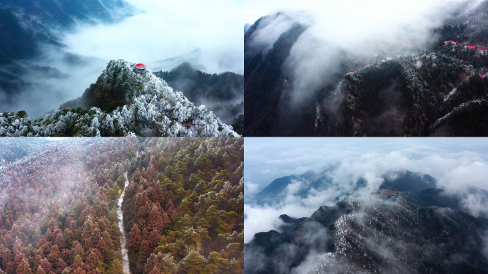 4K航拍大美庐山雪景风光