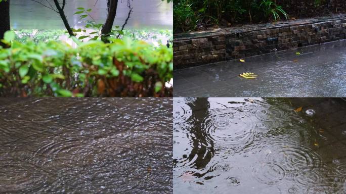 城市马路公路道路下雨天雨水雨滴大自然风景