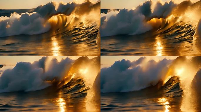 海上日出 大海 海浪翻滚