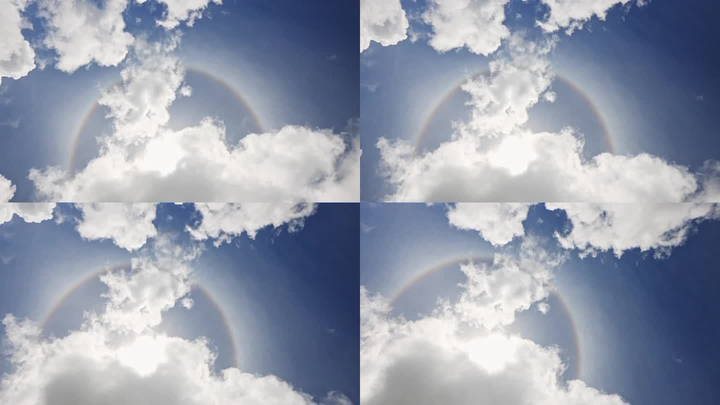 太阳光环:太阳周围的光环或彩虹光是由薄卷云中的冰晶引起的