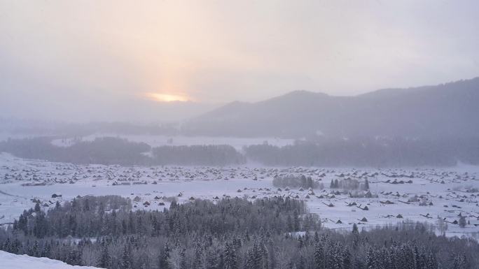 唯美雪景 日出雪景空镜