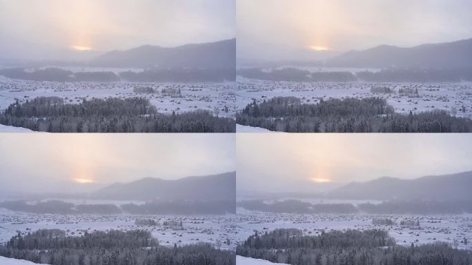 唯美雪景 日出雪景空镜