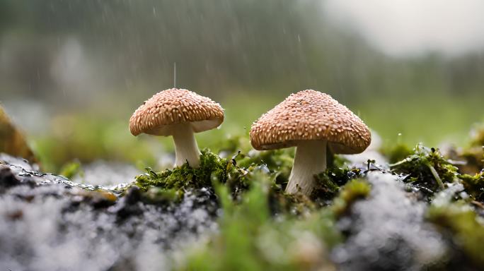 美蘑菇 森林里的野生蘑菇 野生菌拍摄