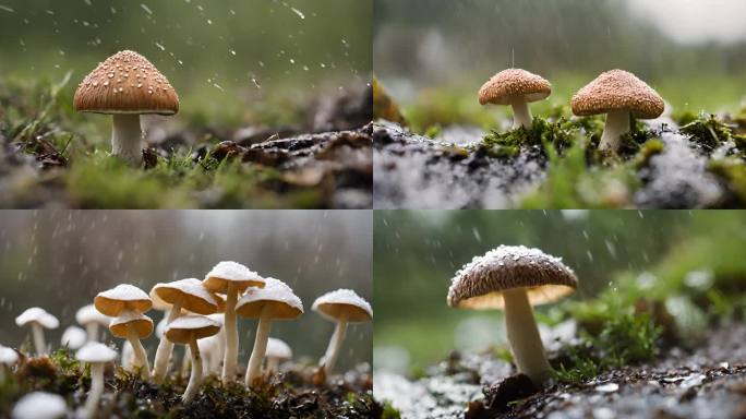 美蘑菇 森林里的野生蘑菇 野生菌拍摄
