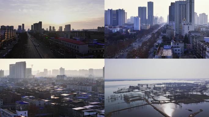 2024平顶山日出航拍 城市素材