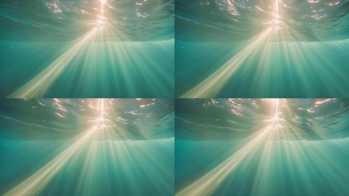 大海 海底 阳光穿透海面