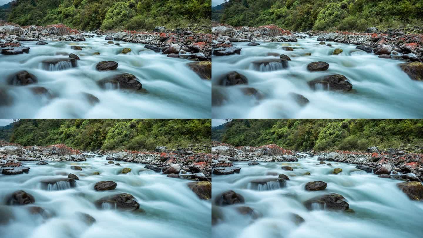 川西高原清澈溪流纯净水水源地4K延时摄影