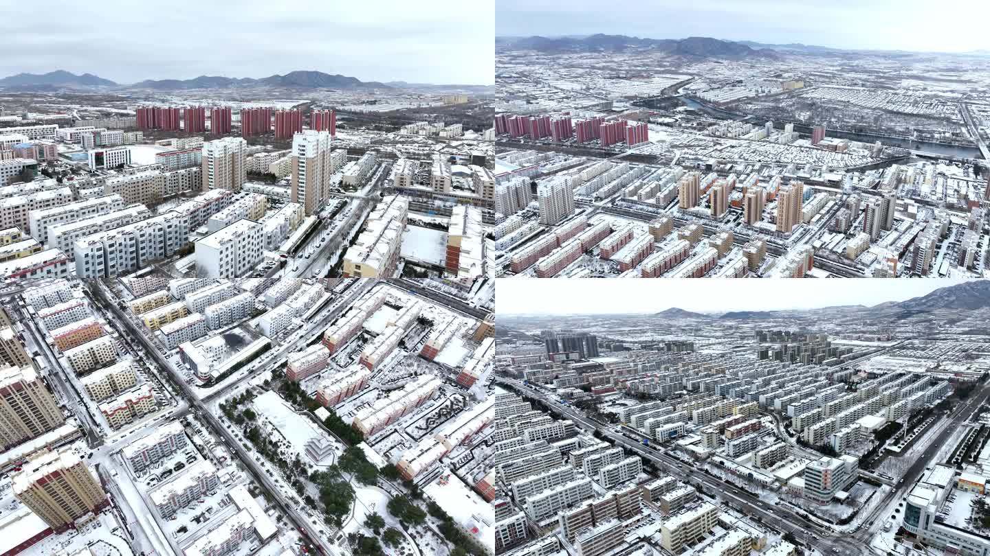 【4k】航拍城市雪景