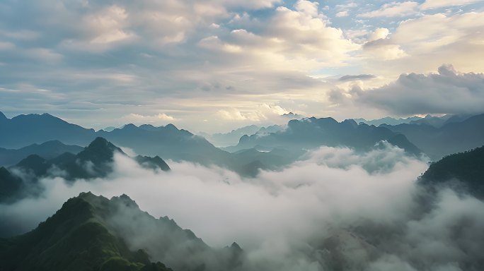 航拍中国风光云海清晨雾气自然风景震撼大气