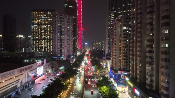 夜晚广州交通城市中央CBD夜景