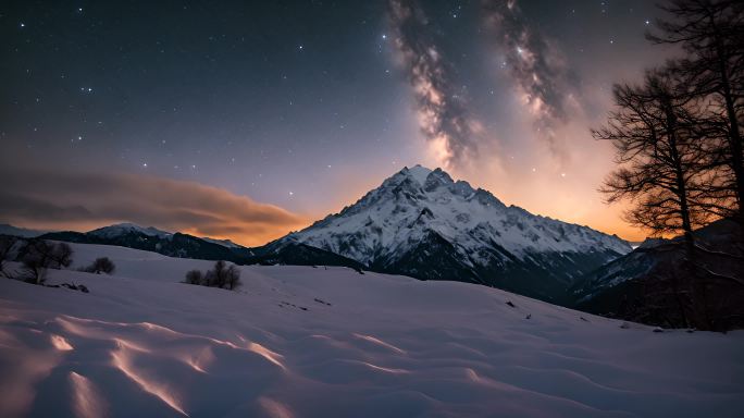 唯美银河夜空高山视频素材