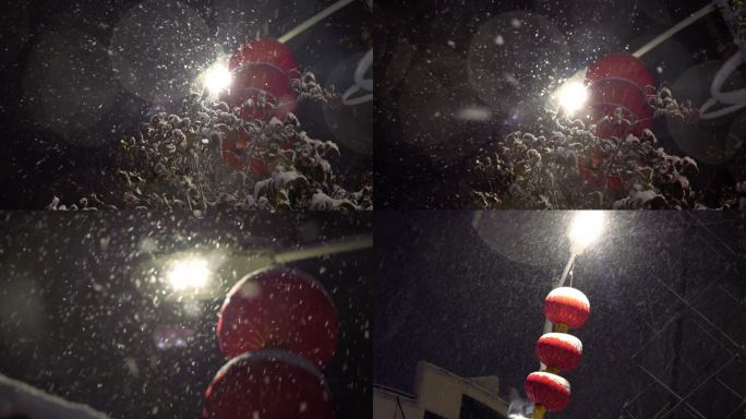 大雪 暴雪 路灯下的雪 冻雪
