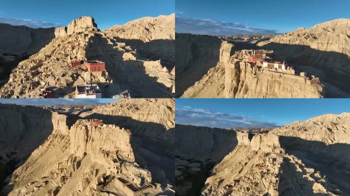 西藏阿里扎达县古格王朝清晨日出光影变化