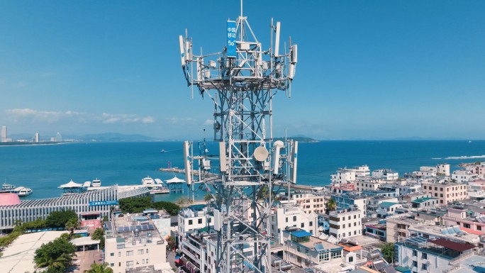中国移动5G信号塔海岛高铁