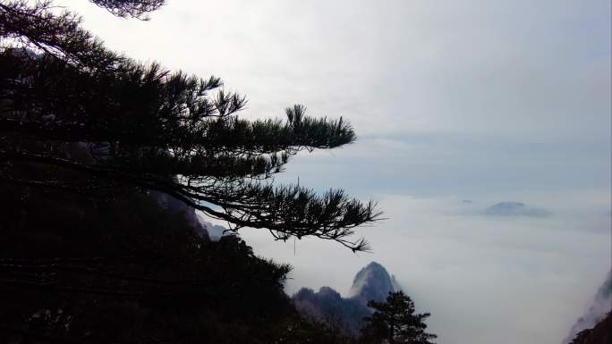 黄山风景区壮观山顶云海延时唯美风景视频素