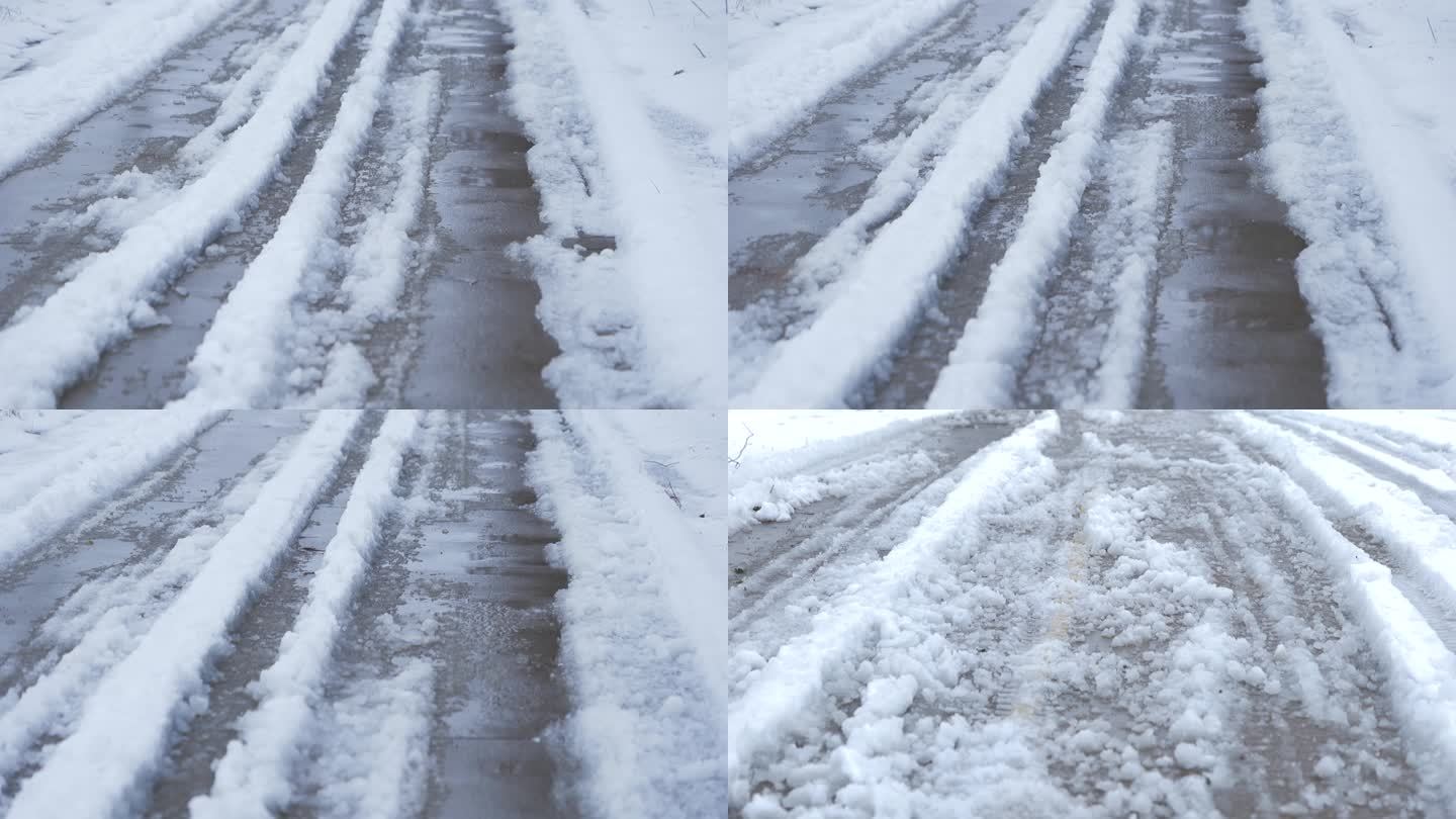 大雪后的冰雪路面
