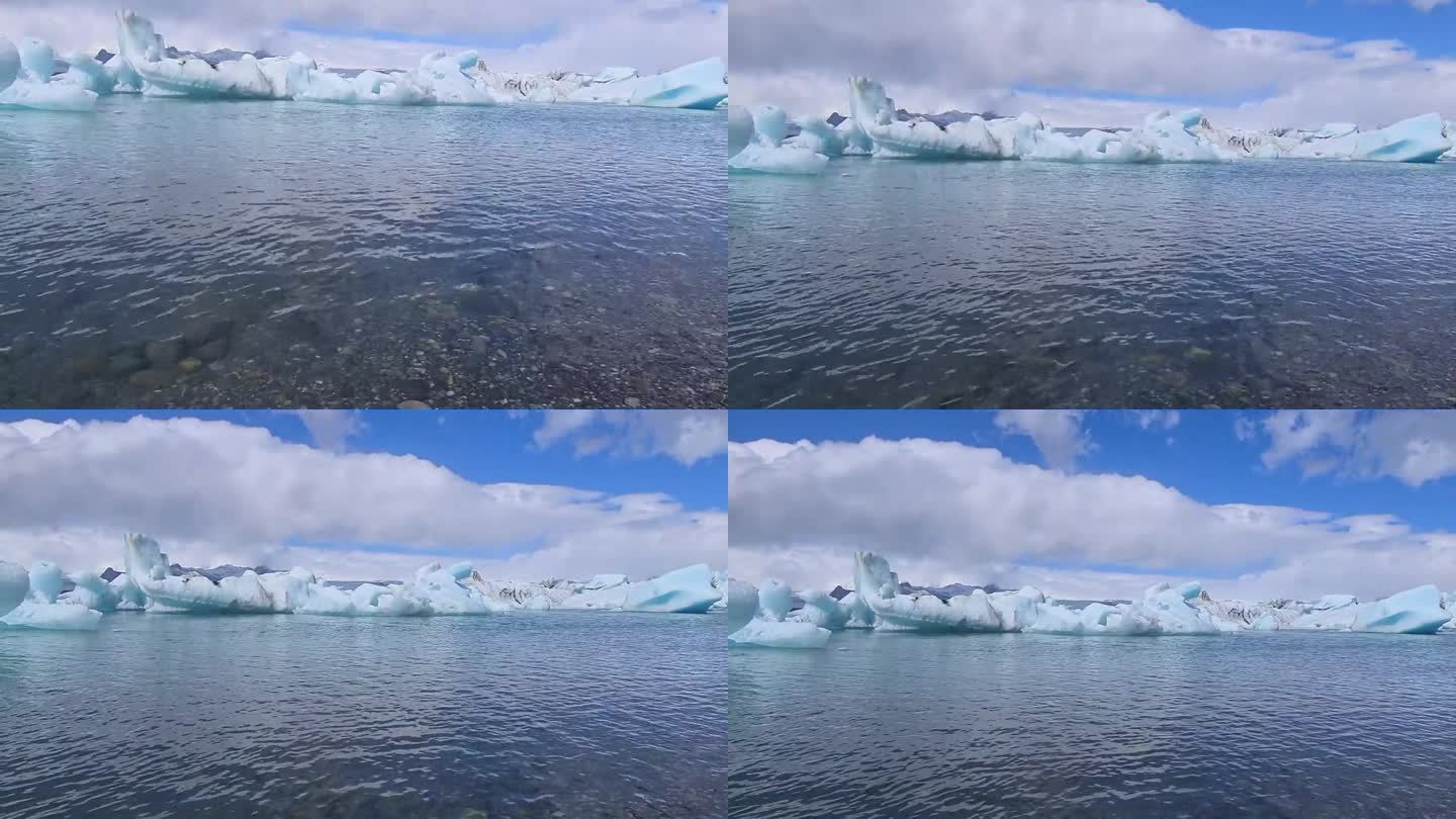 寒冰水中的冰山、气候变化和全球变暖概念