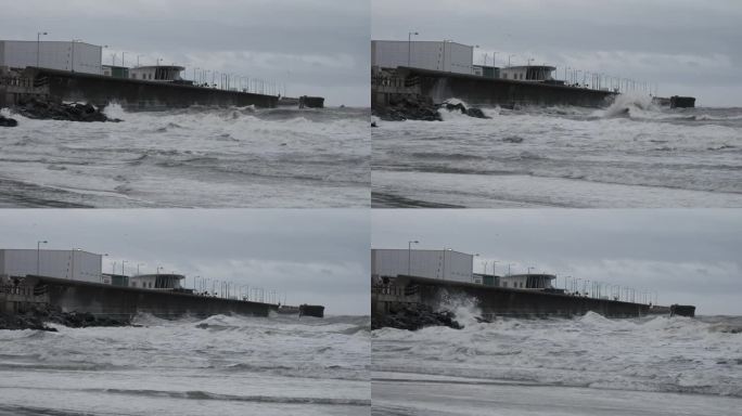 海浪冲击着新布赖顿的前方