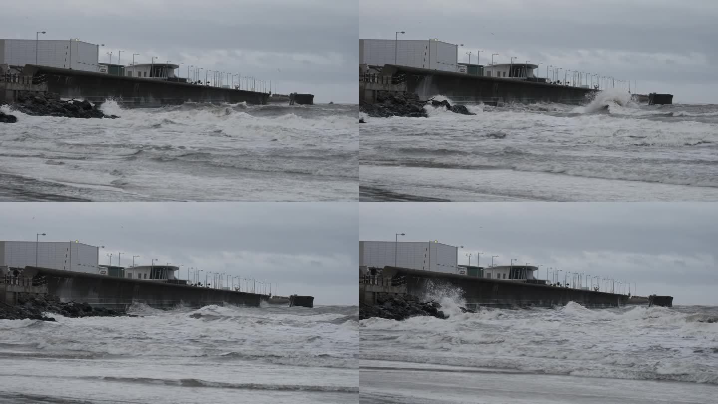 海浪冲击着新布赖顿的前方