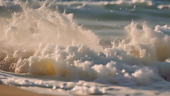 大海 海浪翻滚 沙滩