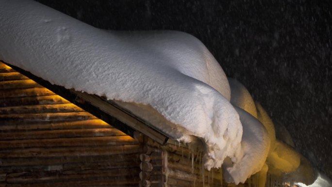 雪中小木屋 唯美雪景空镜