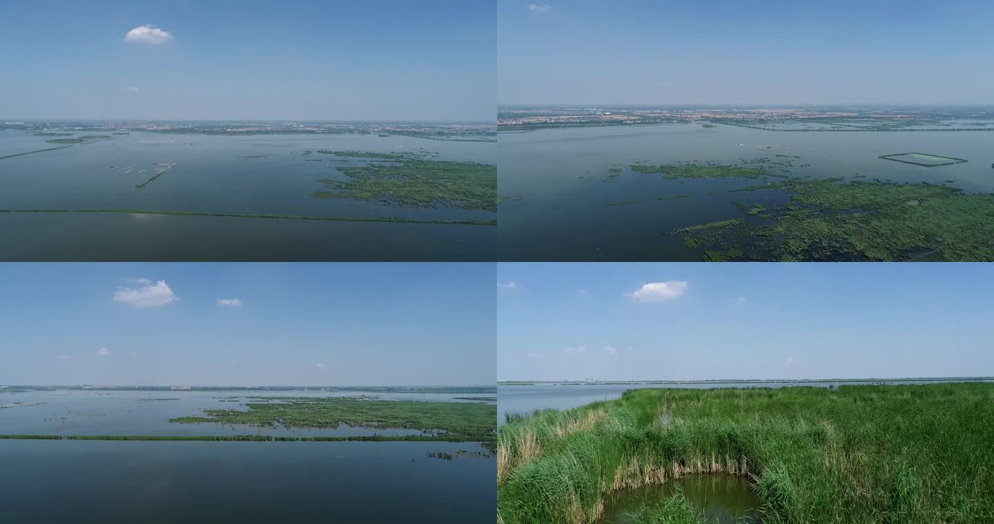 水资源 湿地水草山青水绿环境航拍